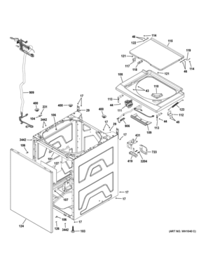WASHER CABINET LID Diagram and Parts List for GUD24ESSM0WW  General Electric Washer Dryer Combo