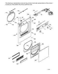 DOOR ASM Diagram and Parts List for PCKS443EB4WW  General Electric Dryer