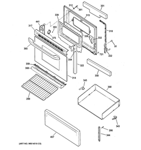Door & Drawer Parts Diagram and Parts List for RB560DH1WW  Hotpoint Range