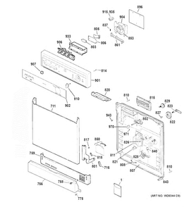 Part Location Diagram of WD34X20760 GE ESCUTCHEON & INSERT Assembly