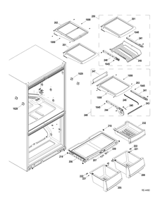 FF SHELVES Diagram and Parts List for PDRS0MBYERSS  General Electric Refrigerator
