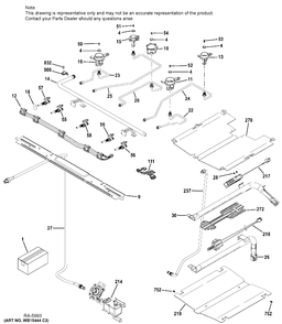 GAS & BURNER PARTS Diagram and Parts List for JCGB700DEJ1BB  General Electric Range