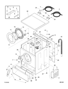 CABINET, DOOR & TOP Diagram and Parts List for WCXH214A0WW  General Electric Washer