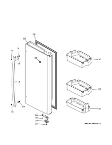 Fresh Food Door - Rh Diagram and Parts List for GNE29GGKEWW  General Electric Refrigerator