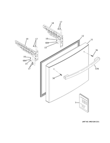 Freezer Door Diagram and Parts List for GNE27JGMXFWW  General Electric Refrigerator