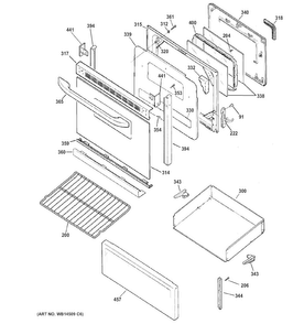 Door & Drawer Parts Diagram and Parts List for JB255DJ1WW  General Electric Range