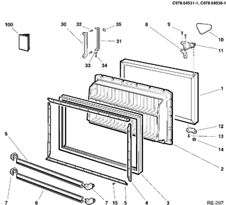 FREEZER DOOR Diagram and Parts List for L16JGSL-1  General Electric Refrigerator