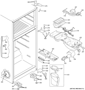 Fresh Food Section Diagram and Parts List for GAS18PGJFRWW  General Electric Refrigerator