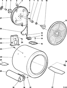 DRUM & DUCT Diagram and Parts List for 64100149  General Electric Dryer