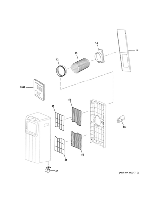 Room Air Conditioner Diagram and Parts List for HPP10XCTL1  General Electric Air Conditioner