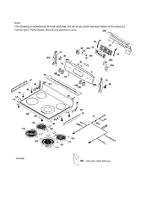 CONTROL PANEL & COOKTOP Diagram and Parts List for JCBS660DJ1WW  General Electric Range