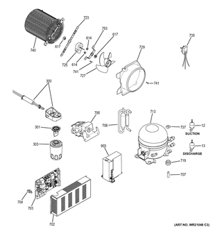 Machine Compartment Diagram and Parts List for ZIPS360NHA  General Electric Refrigerator