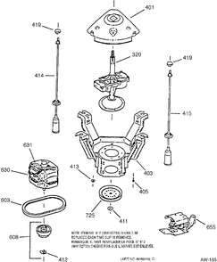 MECHANISM GROUP Diagram and Parts List for HBSR1070TAWB  General Electric Washer