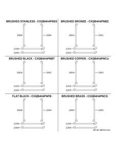Cafe Customization Diagram and Parts List for CGE29DP2TBS1  General Electric Refrigerator