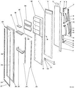 Part Location Diagram of WR71M816 GE SHELF FRONT