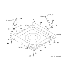 Base Pan Assembly Diagram and Parts List for GFWS2600F1WW  General Electric Washer
