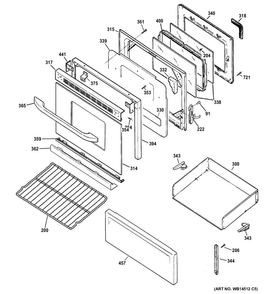 Door & Drawer Parts Diagram and Parts List for RB790DR3WW  Hotpoint Range