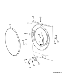 Part Location Diagram of WH11X34299 GE Drain Pump Access Door (Dark Slate)