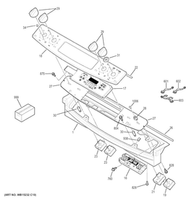 Control Panel Diagram and Parts List for JD630DF4BB  General Electric Range