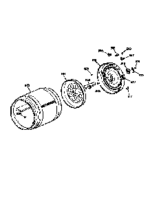 Drum And Heater Assembly Diagram and Parts List for DBLR333T0WW  General Electric Dryer