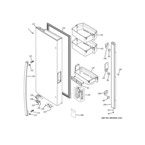 Fresh Food Door - Lh Diagram and Parts List for PWE23KMKPES  General Electric Refrigerator