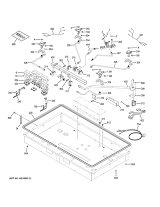 Gas & Burner Parts Diagram and Parts List for CGP95302M1S2  General Electric Cooktop