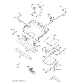 Gas & Burner Parts Diagram and Parts List for JGB620REF1SS  General Electric Range