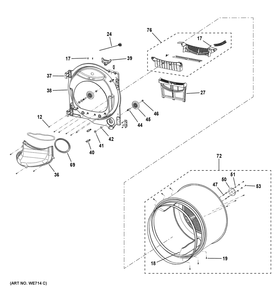 Drum Diagram and Parts List for GFD14ESSN3WW  General Electric Dryer