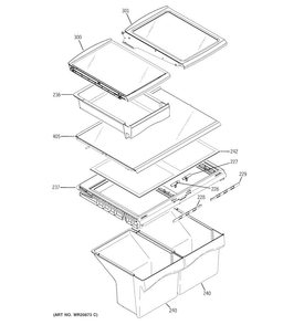 Fresh Food Shelves Diagram and Parts List for GTH20SBBASS  General Electric Refrigerator
