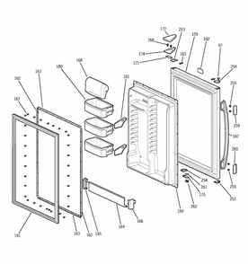 Fresh Food Door Diagram and Parts List for GBS18KBMWW  General Electric Refrigerator