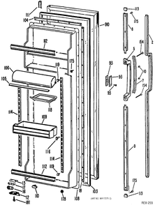 REFRIGERATOR DOOR Diagram and Parts List for TFXC24ELL  General Electric Refrigerator