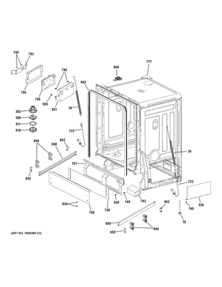 Part Location Diagram of WD21X24676 GE MAIN CONTROL BOARD
