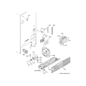 Machine Compartment Diagram and Parts List for GWE22JYMCFFS  General Electric Refrigerator
