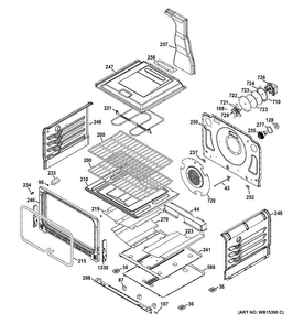 Lower Oven Diagram and Parts List for PGB950SEF1SS  General Electric Range