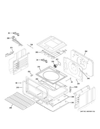 Lower Oven Diagram and Parts List for CES750P3M1D1  General Electric Range