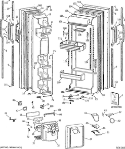 DOOR ASSEMBLY Diagram and Parts List for TFX25JWYWAA  General Electric Refrigerator