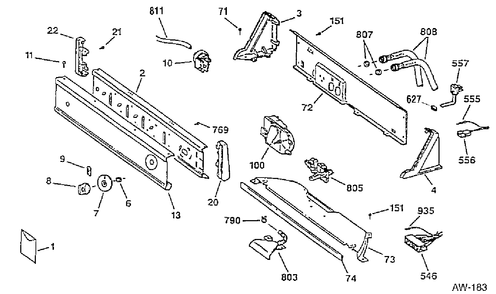 CONTROL PANEL Diagram and Parts List for 52120TAWB  General Electric Washer