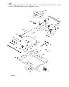 GAS & BURNER PARTS Diagram and Parts List for PC2S910SEF2SS  General Electric Range