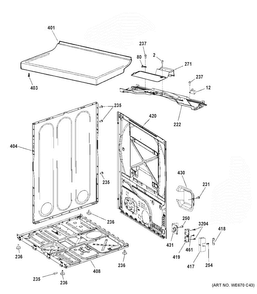 Cabinet & Top Panel Diagram and Parts List for GTX18ESSJ0WW  General Electric Dryer