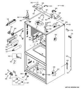 Case Parts Diagram and Parts List for DFE28JGHEBB  General Electric Refrigerator