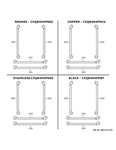 Part Location Diagram of WR12X32171 GE BRUSHED COPPER REFRIGERATOR HANDLE