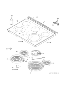 Cooktop Diagram and Parts List for JS760BL2TS  General Electric Range