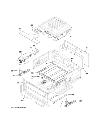 Upper Oven Diagram and Parts List for CGS750P2M1S1  General Electric Range