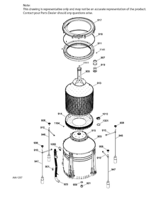 TUB WASHER Diagram and Parts List for GUAN275ED2WW  General Electric Dryer