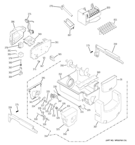 Ice Maker & Dispenser Diagram and Parts List for GSE25HGHBHWW  General Electric Refrigerator