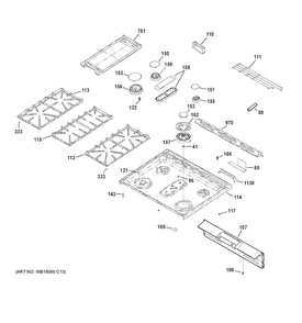 Control Panel & Cooktop Diagram and Parts List for C2S985SET8SS  General Electric Range