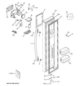 FREEZER DOOR Diagram and Parts List for GZS23HSECFSS  General Electric Refrigerator