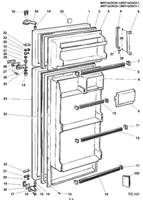 DOOR ASSEMBLY Diagram and Parts List for MRT12CRCY-1  General Electric Refrigerator