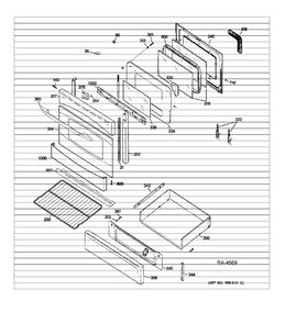 DOOR & DRAWER PARTS Diagram and Parts List for PCGB910SET1SS  General Electric Range