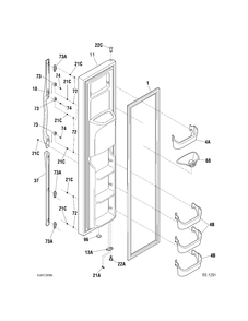 FREEZER DOOR Diagram and Parts List for 33346-1  General Electric Refrigerator